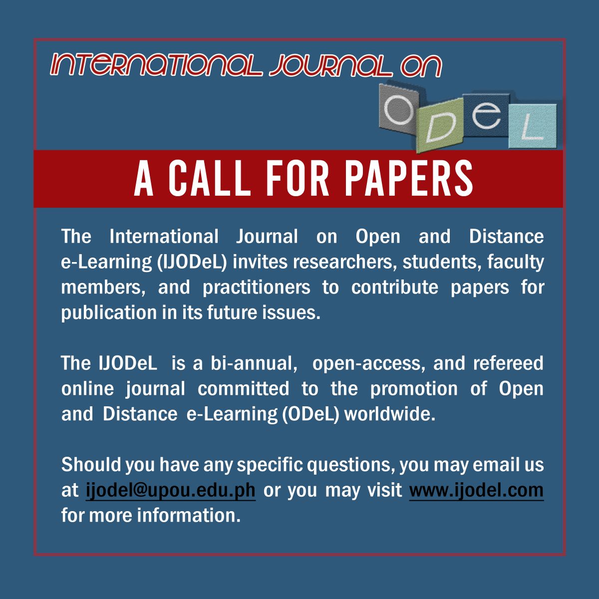 IJODeL Call for Paper University of the Philippines Open University