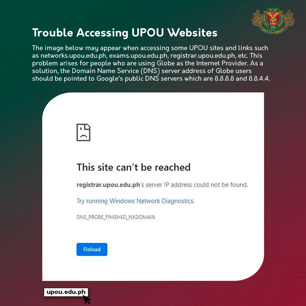 Trouble Accessing UPOU Websites