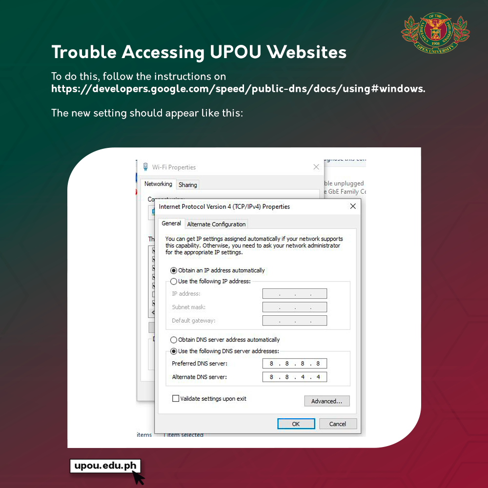 Trouble Accessing UPOU Websites