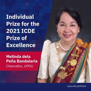 UPOU Chancellor Bandalaria Bags the ICDE Prize of Excellence for 2021