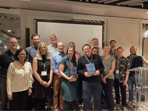 Dr. Saludadez (leftmost, front) with the editors and contributing authors of The Routledge Handbook of the Communicative Constitution of Organization during the book launch held on 26-30 May 2022 in Paris, France. (Photo courtesy of Dr. Jean A. Saludadez)