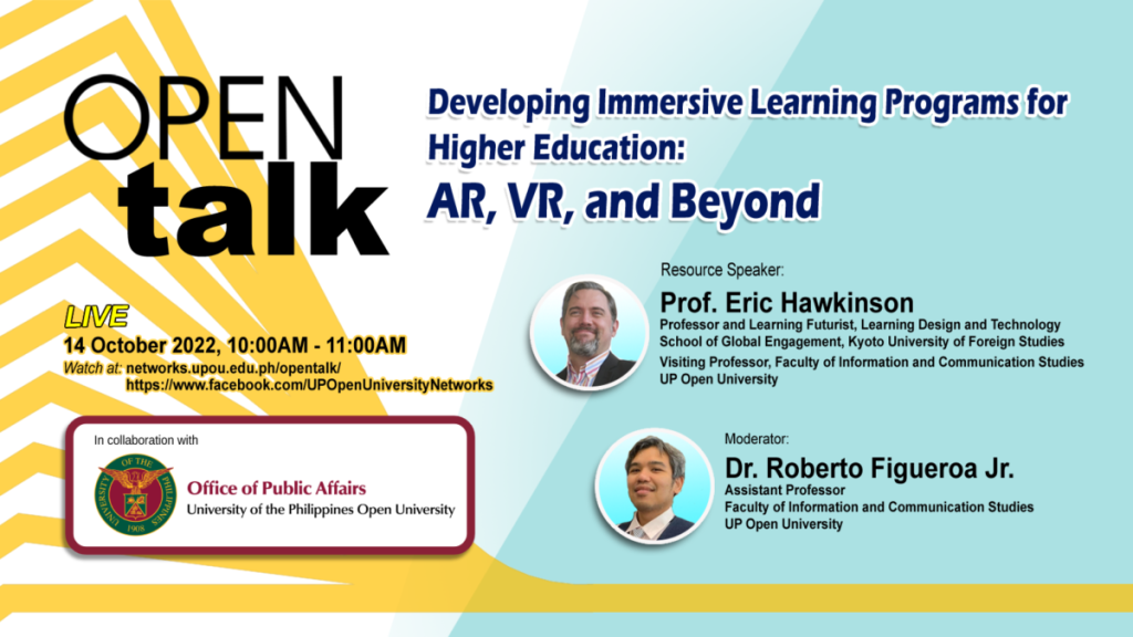 Open Talk 27: Developing Immersive Learning Programs for Higher Education: Ar, VR and Beyond