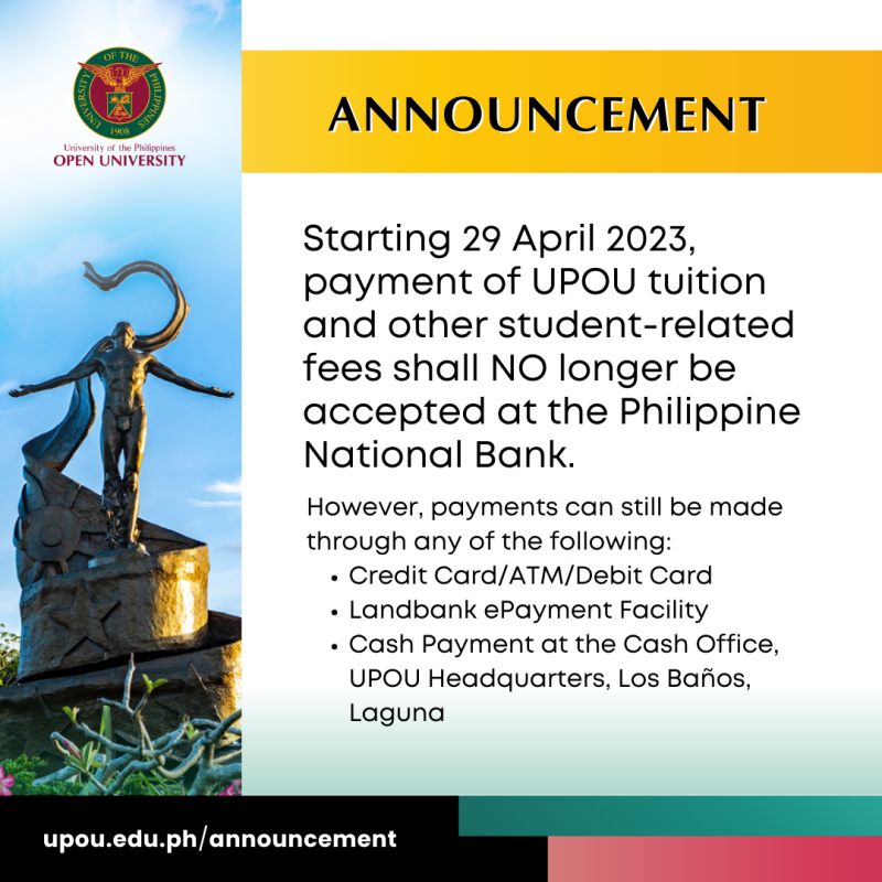 payment of UPOU tuition and other student-related fees