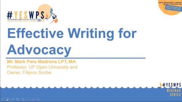 UPOU FEd Faculty Delivers Lecture about “Effective Writing for Advocacy” at the Youth Empowerment Seminar for the West Philippine Sea 2023