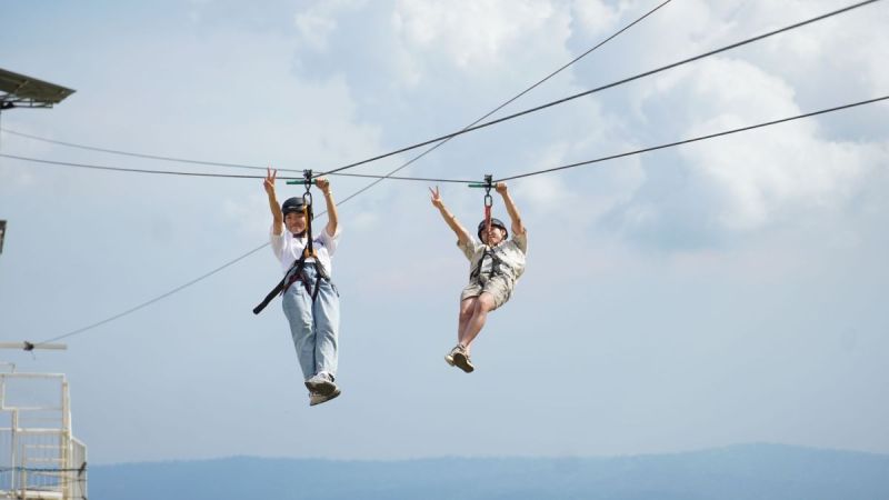 11 July 2023 – Taiwanese LAKBAY fellows, Ms. Liao, Chih-Hsin (Avery) and Mr. Oscar enjoying their zipline ride at Picnic Grove, Tagaytay.