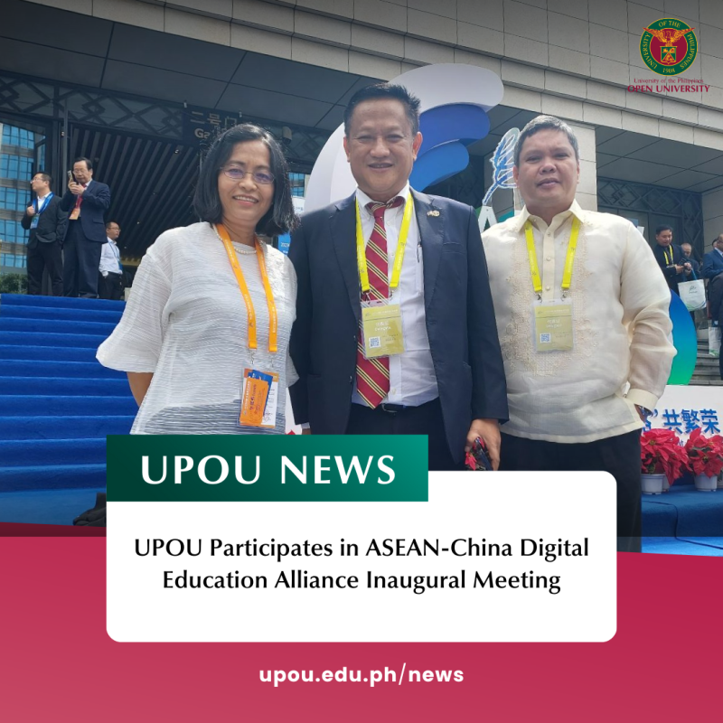 (L-R) Dr. Jean Saludadez, UPOU Vice Chancellor for Finance and Administrayion; Atty. Angelo Jimenez, UP President; and Dr. Alfredo Mahar Lagmay, Executive Director, UP Resilience Institute