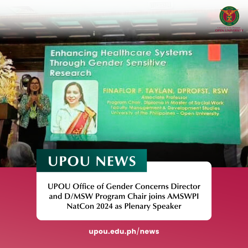 UPOU Office of Gender Concerns Director and DMSW Program Chair joins AMSWPI NatCon 2024 as Plenary Speaker