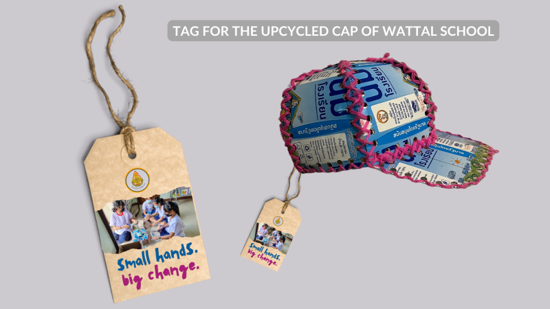 Proposed Tag for marketing the upcycled hats crafted by the students of Wattal Primary School