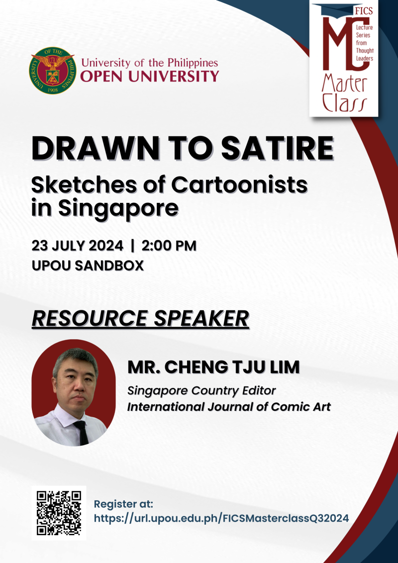 Masterclass entitled, “Drawn to Satire: Sketches of Cartoonists in Singapore”