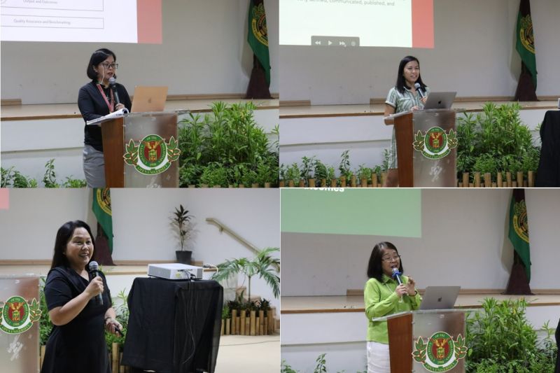 (from left to right; top to bottom) FMDS Dean Joane Serrano, OSA Director Ria Mae Borromeo, FICS QA Officer Emely Amoloza, and former FMDS QA Officer Consuelo Habito, each discussing AUN-QA Programme Level Criteria 5 to 8, respectively