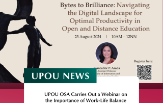 UPOU OSA Carries Out a Webinar on the Importance of Work-Life Balance