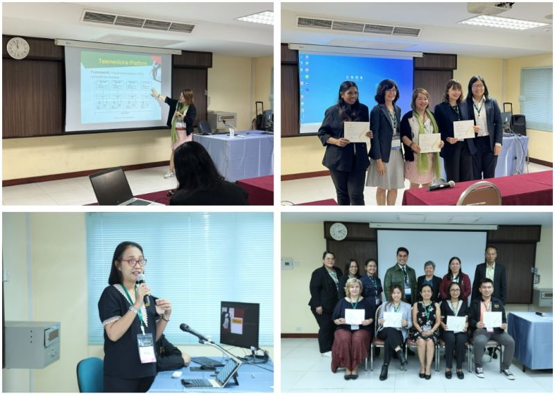 From left to right: a) Dr. Oruga during her presentation; b) Group photo with the presenters, including Dr. Oruga; c) Asst. Prof. Ascan during her presentation (Photo from STOU); d) Group photo with the presenters, including Asst. Prof. Ascan (Photo from STOU).