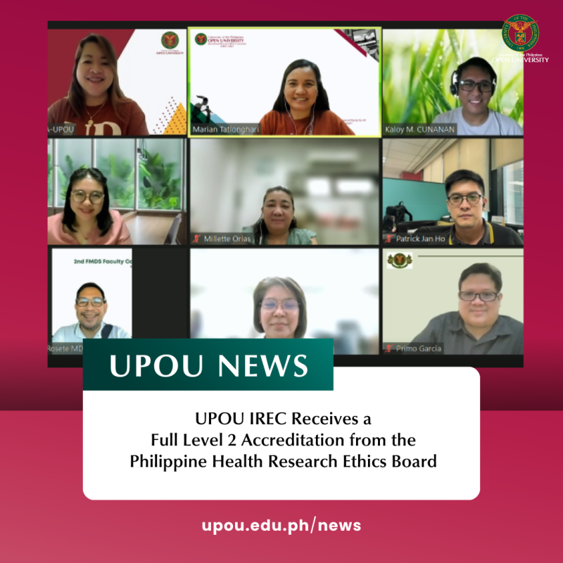 UPOU IREC Receives a Full Level 2 Accreditation from the Philippine Health Research Ethics Board