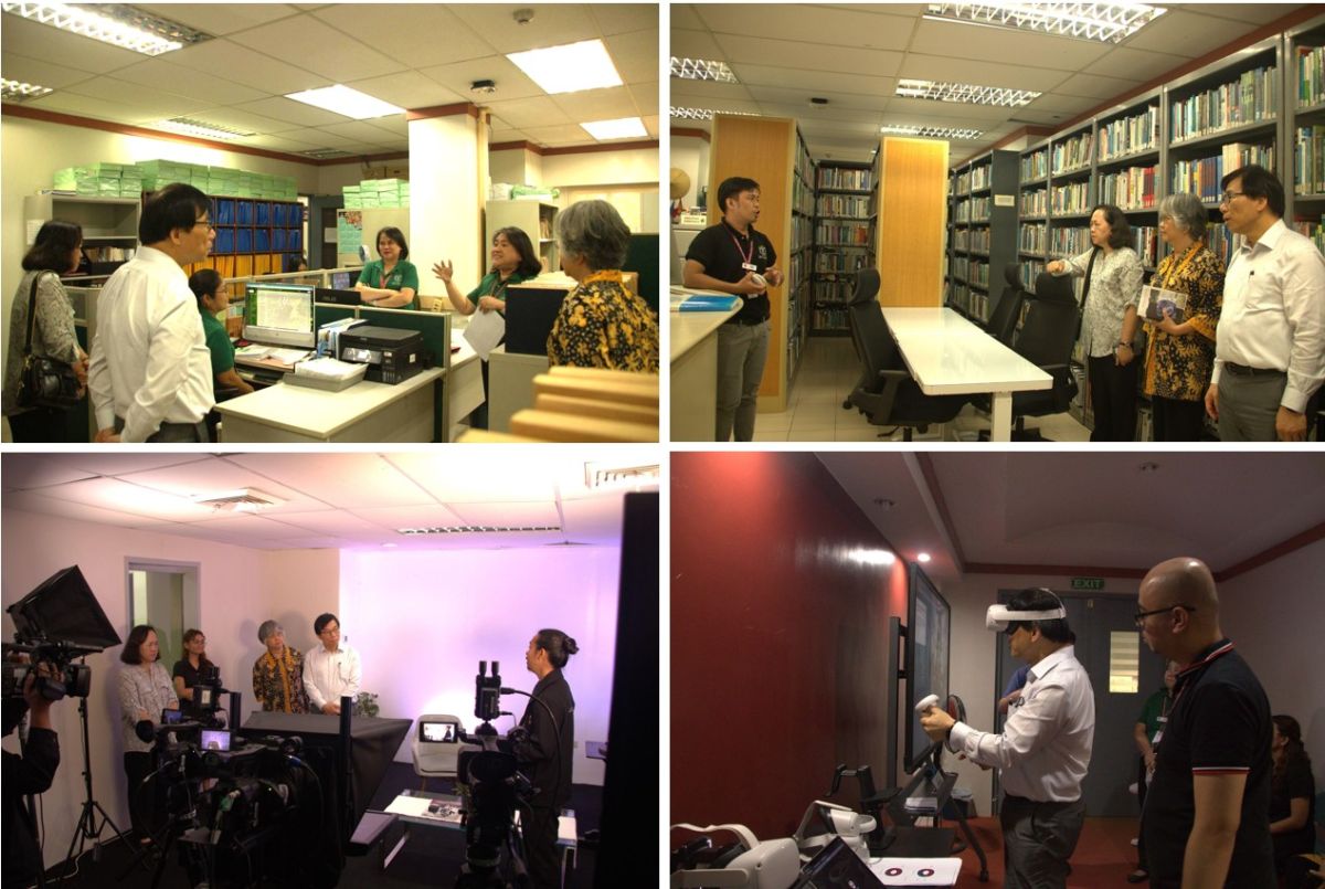 (from left to right; top to bottom) AAOU Accreditation Team during the physical and virtual facilities visit