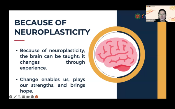 Dr. Ang-Reyes presented her topic on Neuroplasticity and how this helps in teaching our brain to better cope with stressors and triggers