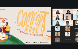 Photo grabbed during the Comfort Core A Psychological First Aid webinar with the participants