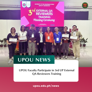 UPOU faculty members Assoc. Prof. Finaflor Taylan, Asst. Prof. Tricia Ascan, Asst. Prof. Blancaflor Arada, and Asst. Prof. Lloyd Lyndel Simporios