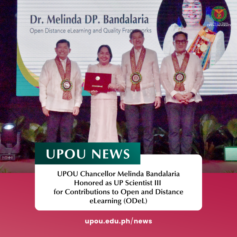 UPOU Chancellor Melinda Bandalaria Honored as UP Scientist III for Contributions to Open and Distance eLearning (ODeL) (2)