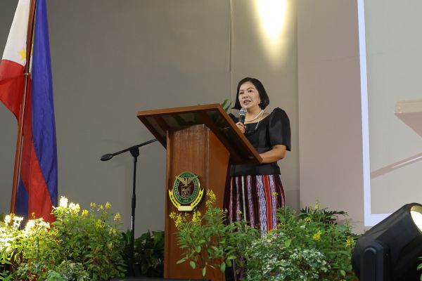 Chancellor Serrano delivers her acceptance speech.