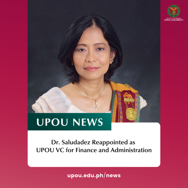 Dr. Saludadez Reappointed as UPOU VC for Finance and Administration